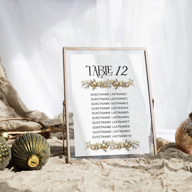 Plano de Assentos de Mesa de Natal com Número da M (Table Number Seating Chart from the Holly Bells Wedding Collection by Darling and May)