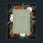 Plano de assentos de mesa floral preto verde-sábad<br><div class="desc">Febre floral botânica do orçamento,  terracota,  preto,  natural e verde-sábio,  decoração do dia do casamento. No texto do roteiro de tendências,  parte de um pacote de casamento correspondente.</div>