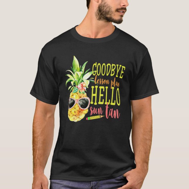 Plano de Aula Adeus Olá Camiseta de Bronzeado Sola (Frente)