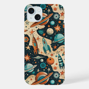 Plano de Foguete Espacial Retro Planetas Laranja T