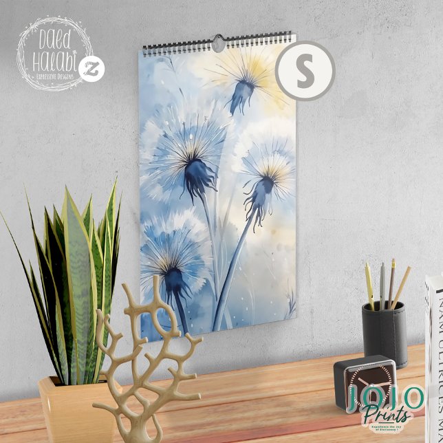 Plano de Fundo Dandelion Flor do Calendário 2025 (Calendar 2025 Dandelion Flower Background - small)