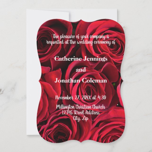 Plano de Fundo de Rosas - Convite de Casamento (Frente)