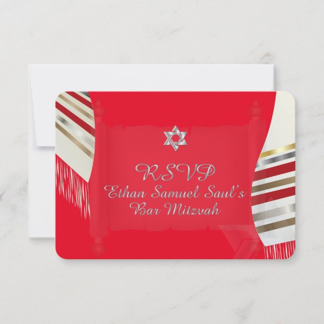 Plano de fundo PixDezines RSVP MITZVAH/RED TALLIT/ (Frente)