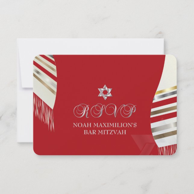 Plano de fundo PixDezines RSVP MITZVAH/RED TALLIT/ (Frente)
