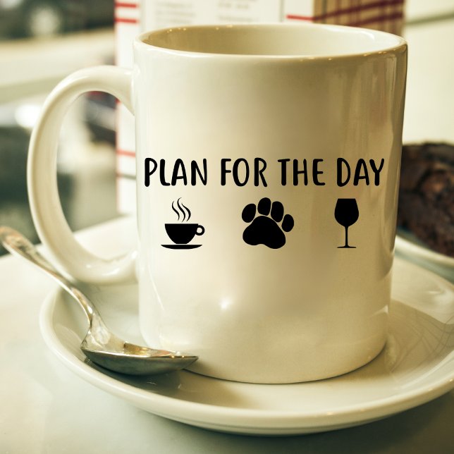 Plano para o dia café, cão, vinho, caneca (Criador carregado)