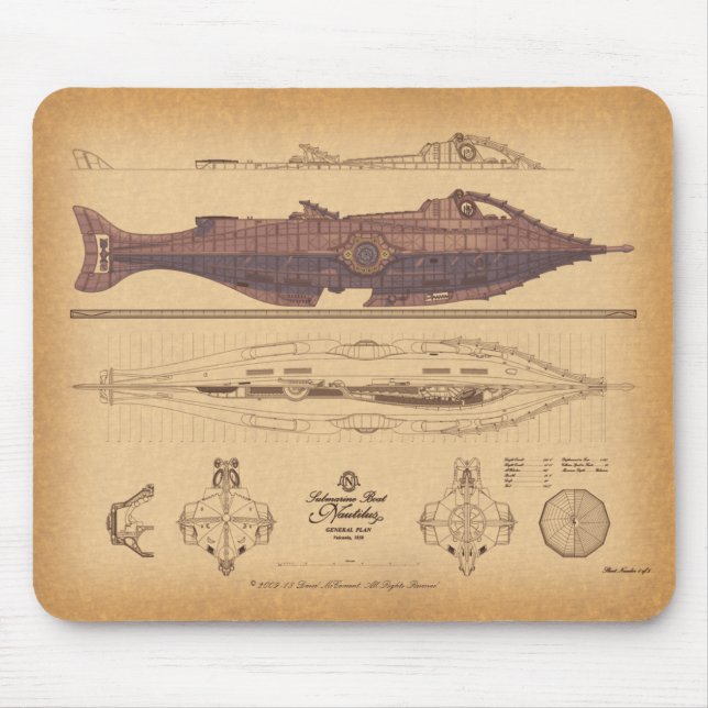 Planos do nautilus por David McCamant Mousepad (Frente)