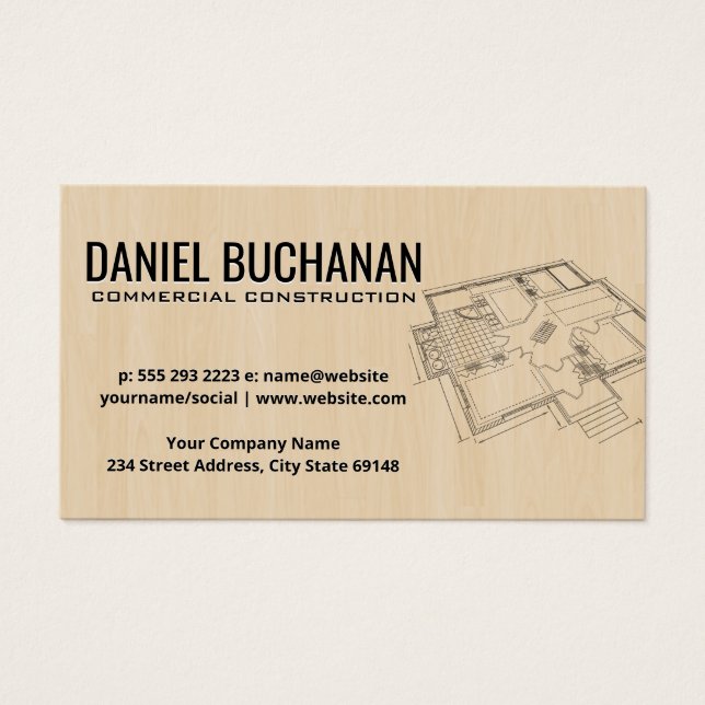 Planta Baixa Vista Superior | Fundo de Madeira (Frente)