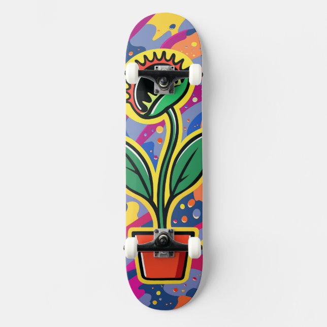 Planta Carnívora Skateboard – Design de Arte Urban (Frente)