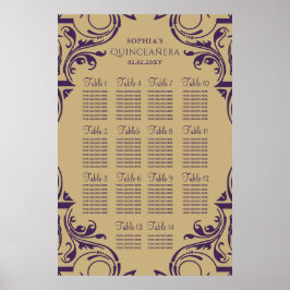 Planta de assentos Dourado Roxo poster