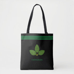 Planta de Folha de Louro em Bolsa Tote Verde e Pre