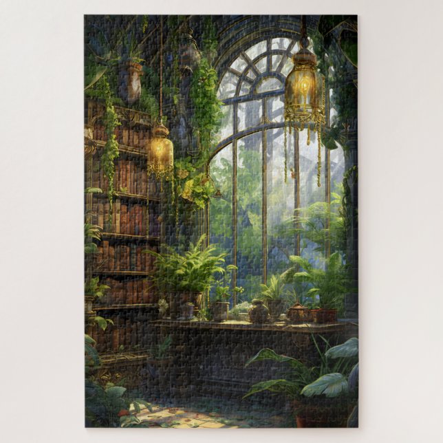 Plantas e livros Quebra-cabeça de serra (Vertical)