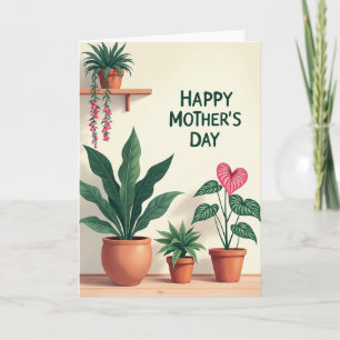 Plantas em Vasos Cartão do Dia das Mães