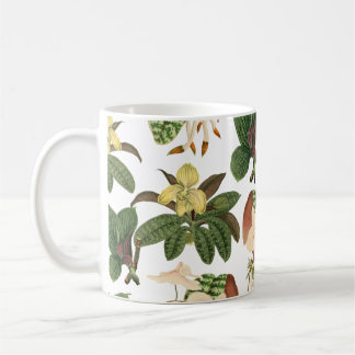 Plantas exóticas, padrão botânico, caneca de café