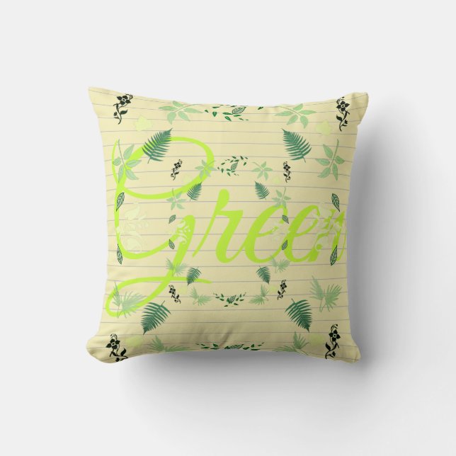 Plantas Folhas Verdes Almofada de Arremesso Cushio (Frente)
