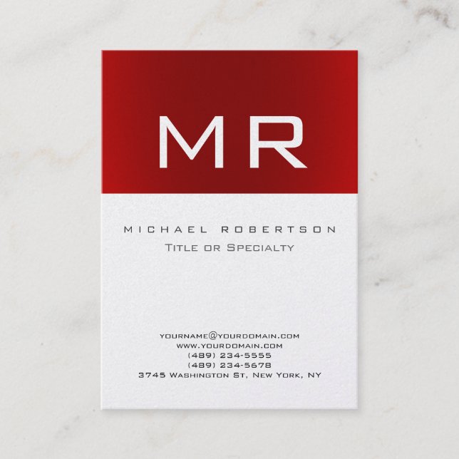 Platinum Monogramas Red Strike Cartão de visita (Frente)