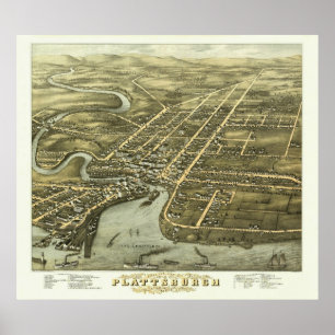 Plattsburgh NY, 1877: Impressão velho