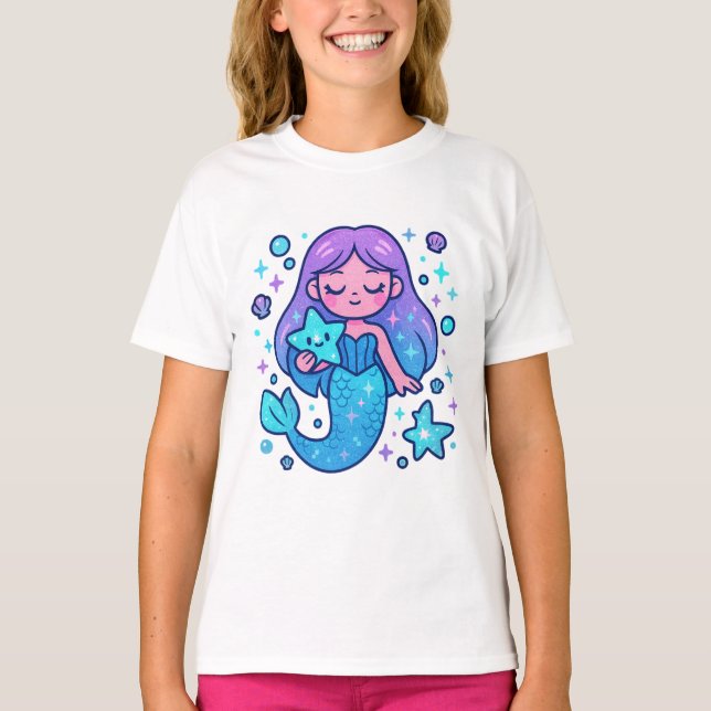 Playera Kawaii Magic Mermaid– Cute Magical T-shirt (Frente)