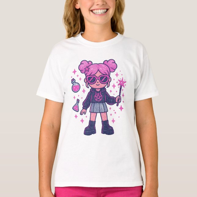 Playera Kawaii Pink Witchy – Cute Magical T-shirt (Frente)
