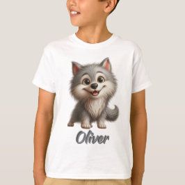 Playful Baby Wolf - T-Shirt Personalizável Para Cr