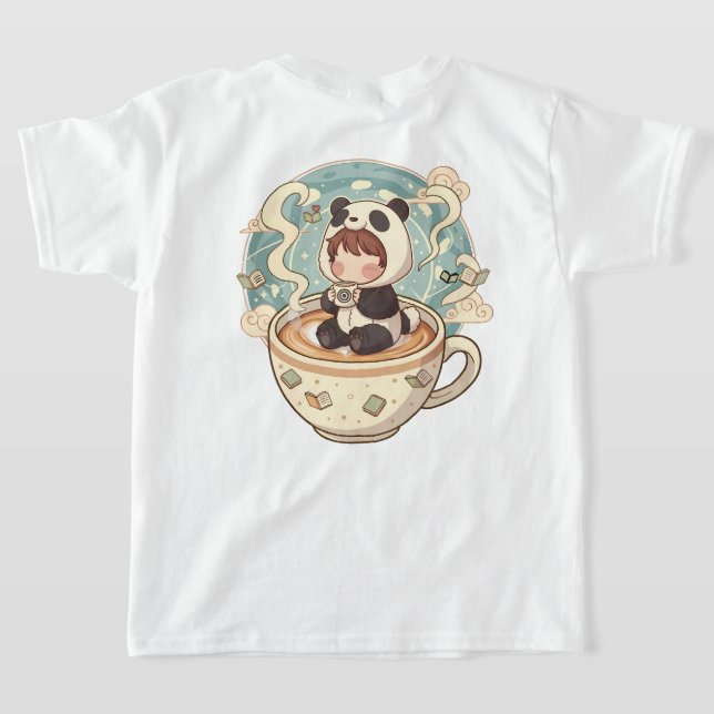 Playful Panda Coffee Kids' T-Shirt (Postura das costas)