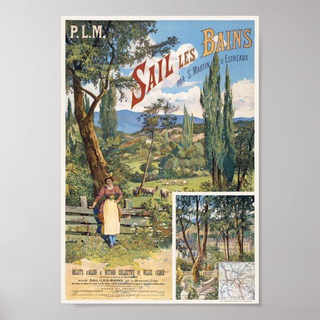 PLM Sail les Bains França Poster vintage 1895 (Frente)