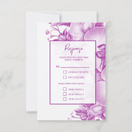 Plum and White Orchids Wedding RSVP Response Cards