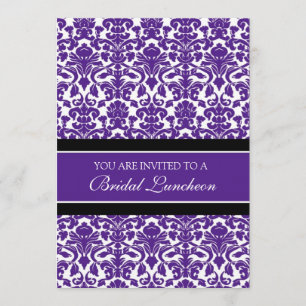 Plum Black Damask Bridal Lunch - Cartões de Convi