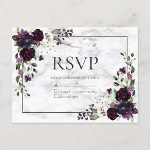 Plum Casamento outono de mármore roxo sem menu RS