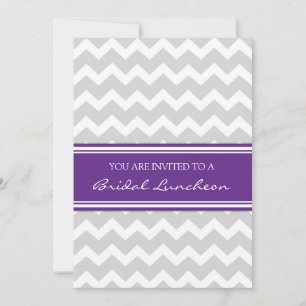 Plum Cinza Chevron - Cartões de Convite para Almo