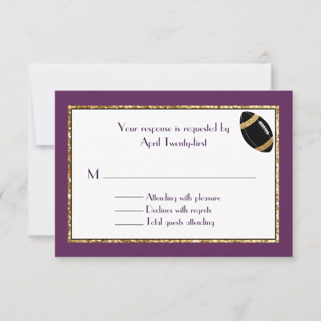 Plum e Faux Glitter Weding RSVP Card (Frente)