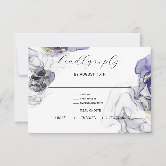 Plum Fluid Ink RSVP Card (Frente)