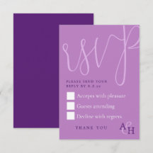 Plum Purple Calliografia Script de Casamento RSVP 