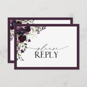 Plum Purple Floral Watercolor RSVP