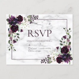 Plum Purple Marble Casamento outono No Menu RSVP