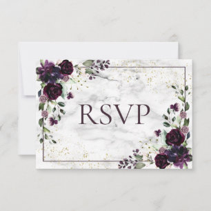 Plum Purple Marble Fall No Comida Casamento RSVP