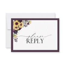 Plum Purple Sunflower Watercolor RSVP