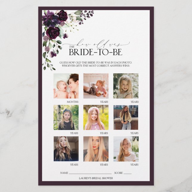 Plum Purple Watercolor - Jogo de Chá de panela Flo (Frente)