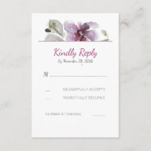 Plum Watercolor Blossom - Placas RSVP de Casamento