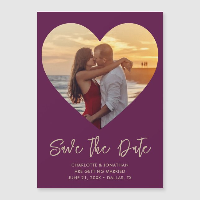 Plum Wedding Save The Date Photo Magnetic Card (Frente)