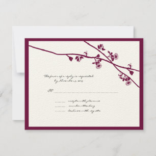 Plum Wild Flower Branches RSVP de Casamento