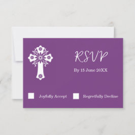 Pluma RSVP Floral Cross Christening Sweet Plum