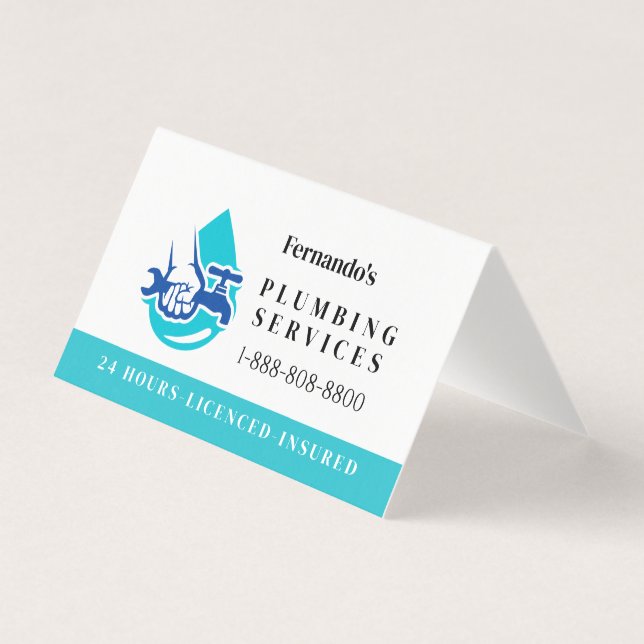 Plumbing Service Water Drop Logo Plumber Business (Frente)