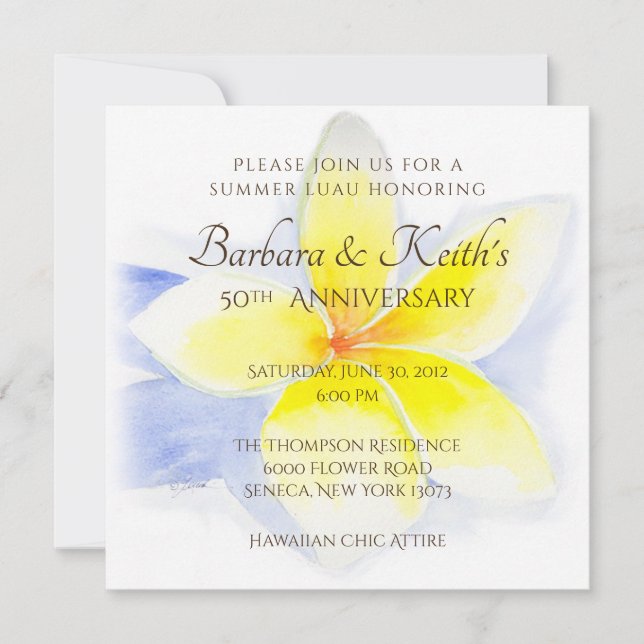 Plumeria Amarela 50º Cartão de Aniversário (Frente)