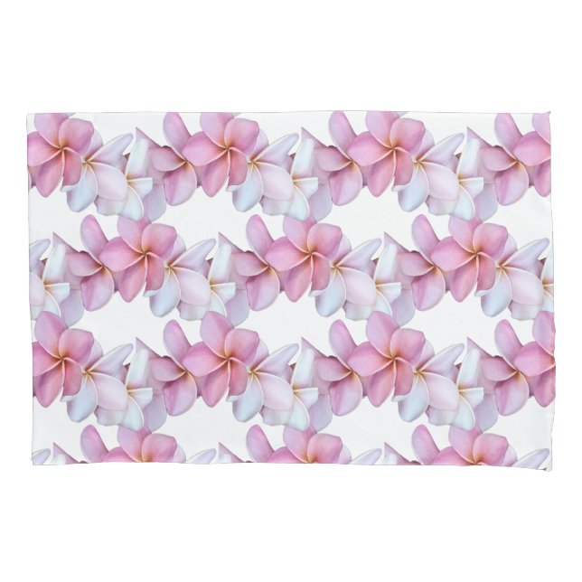 Plumeria Blooms no conjunto de travesseiros rosa (Frente-Esquerda)