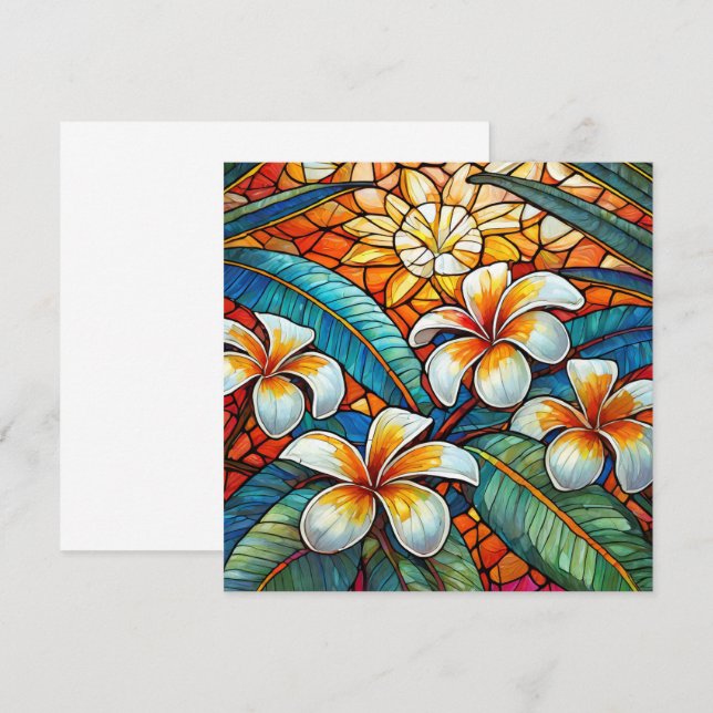 Plumeria de vidro com estilos de cor laranja (Frente/Verso)