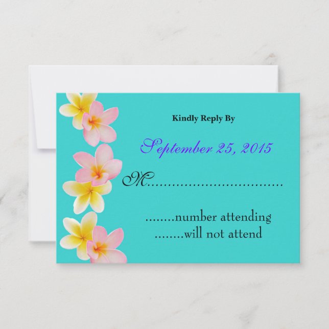 Plumeria Weding Convite RSVP Card (Frente)