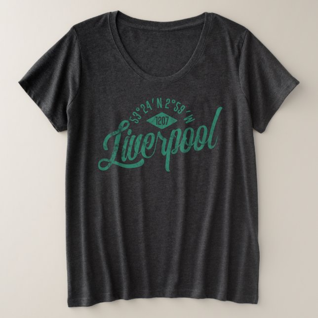 Plus Size Camiseta de Coordenadas de Liverpool (Frente do Design)