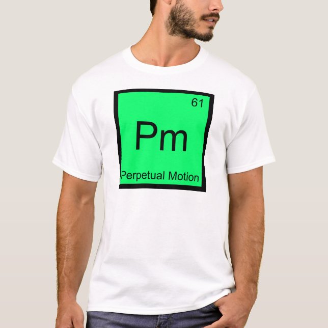 Pm - Camiseta com Símbolo do Elemento Químico de M (Frente)