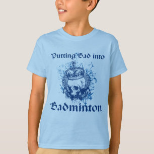 Pndo o mau no t-shirt do crânio do Badminton