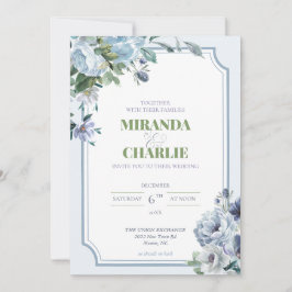 Pó Casamento no inverno Azul Convite